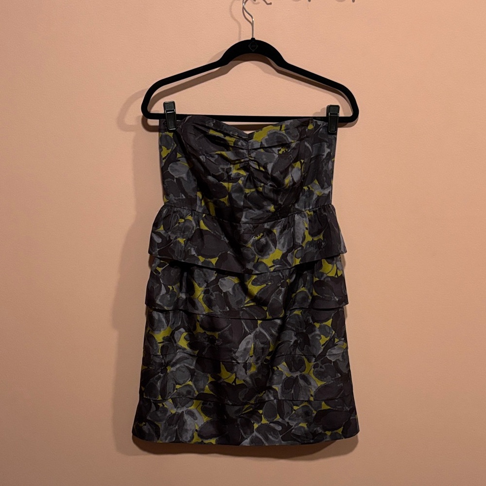 J. Crew Black and Yellow Strapless Dress